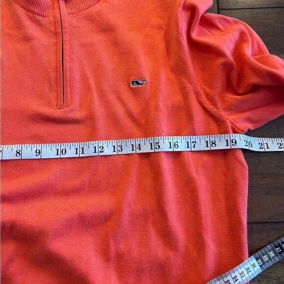 Vineyard Vines Men’s Orange Coral 100% Cotton Quarter Zip Sweater Size Large - Picture 6 of 8
